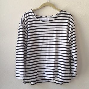 Everlane Stripe Cropped Sleeve Shirt
